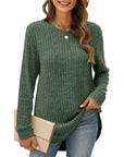 Long Sleeve Lightweight Ribbed Tunic Sweater