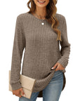 Long Sleeve Lightweight Ribbed Tunic Sweater