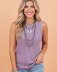 Solid Mineral Wash Ribbed Tank Top