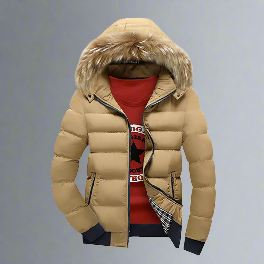 Two Tone Puffer Jacket with Removable Hood