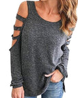 Womens Open Shoulder Long Sleeve Casual Top