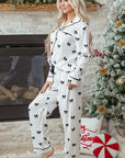 Bow Long Sleeve Top and Pants Pajama Set
