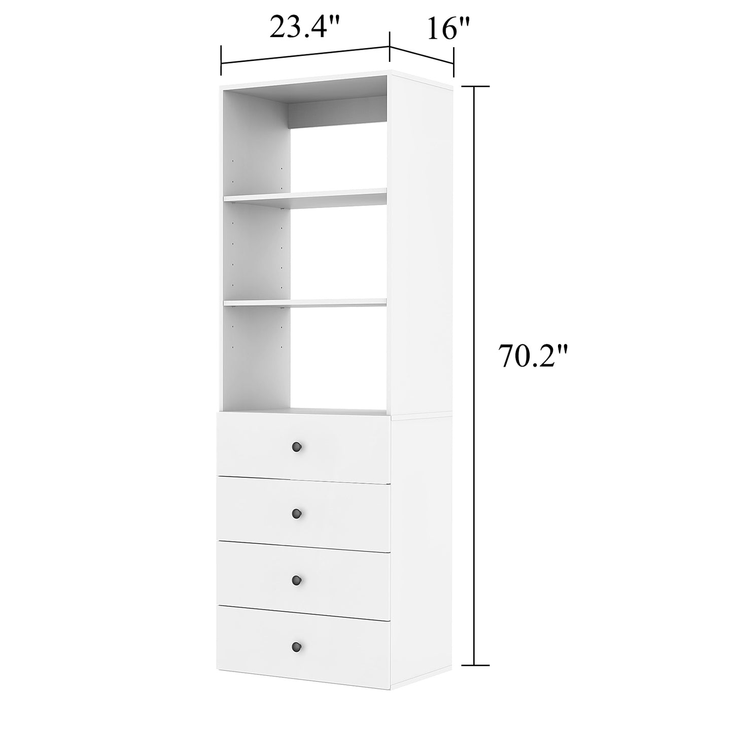 Wooden Closet System Modular 4 Shelves