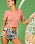 BiBi Rib Knit with Back Cross and Tied Detailed Top
