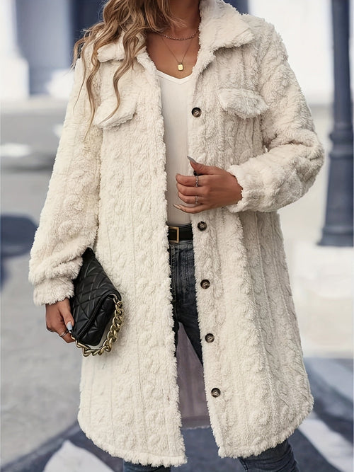 Fuzzy Button Up Longline Coat