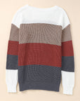 Colorblock Stripe Round Neck Pullover Sweater