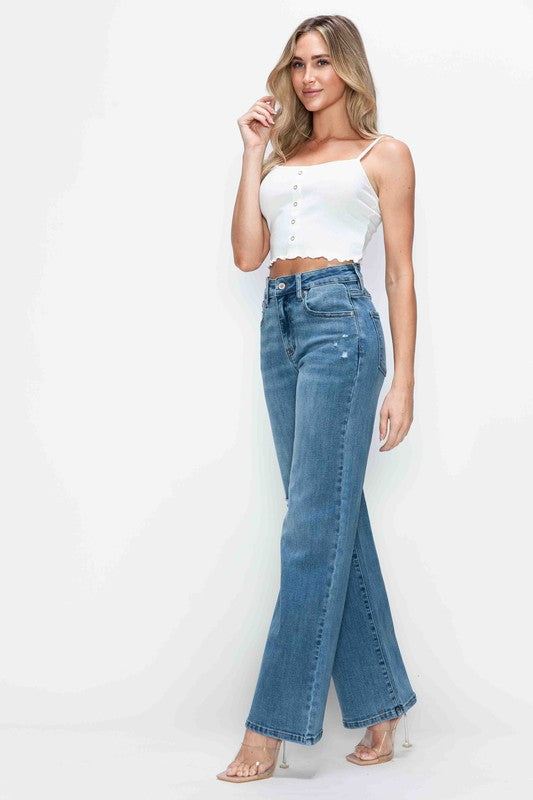 Bytos Full Size High Rise Wide Leg Jeans