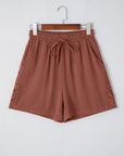 Lace Patchwork Drawstring High Waist Shorts