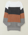 Colorblock Stripe Round Neck Pullover Sweater