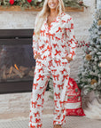 Christmas Bow Top and Pants Pajama Set
