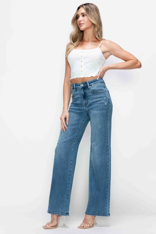 Bytos Full Size High Rise Wide Leg Jeans