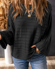 Ribbed Knit Reverse Seam 3/4 Sleeve Sweater