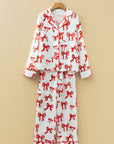 Christmas Bow Top and Pants Pajama Set