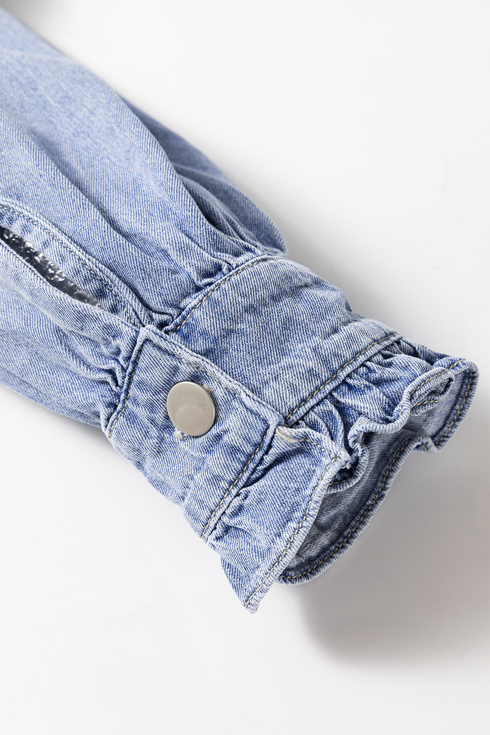 Beau Blue Ruffled Long Sleeve Denim Shirt