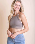 High Neck Crochet Trim Bralette
