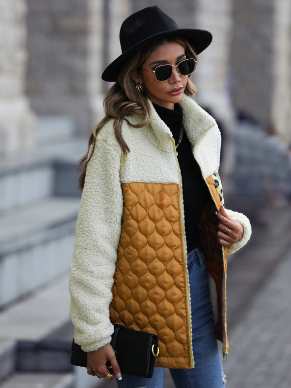 Leopard Pocket Plush Quilted Jacket