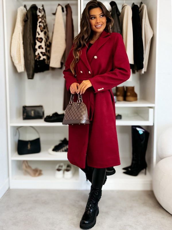 Double-Breasted Tie-Strap Coat