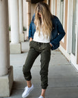 Light Weight Joggers in Moss Green